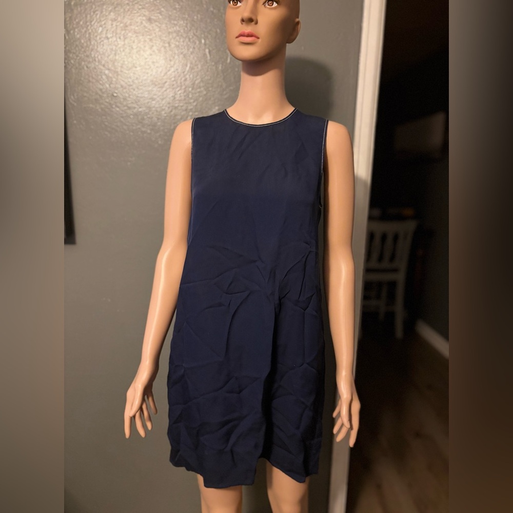 Theory Silk Navy Blue Mini Dress
